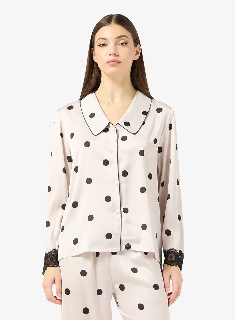 Ella  Polka Print Pyjama Top & Pant Set for Women | Best Price UAE